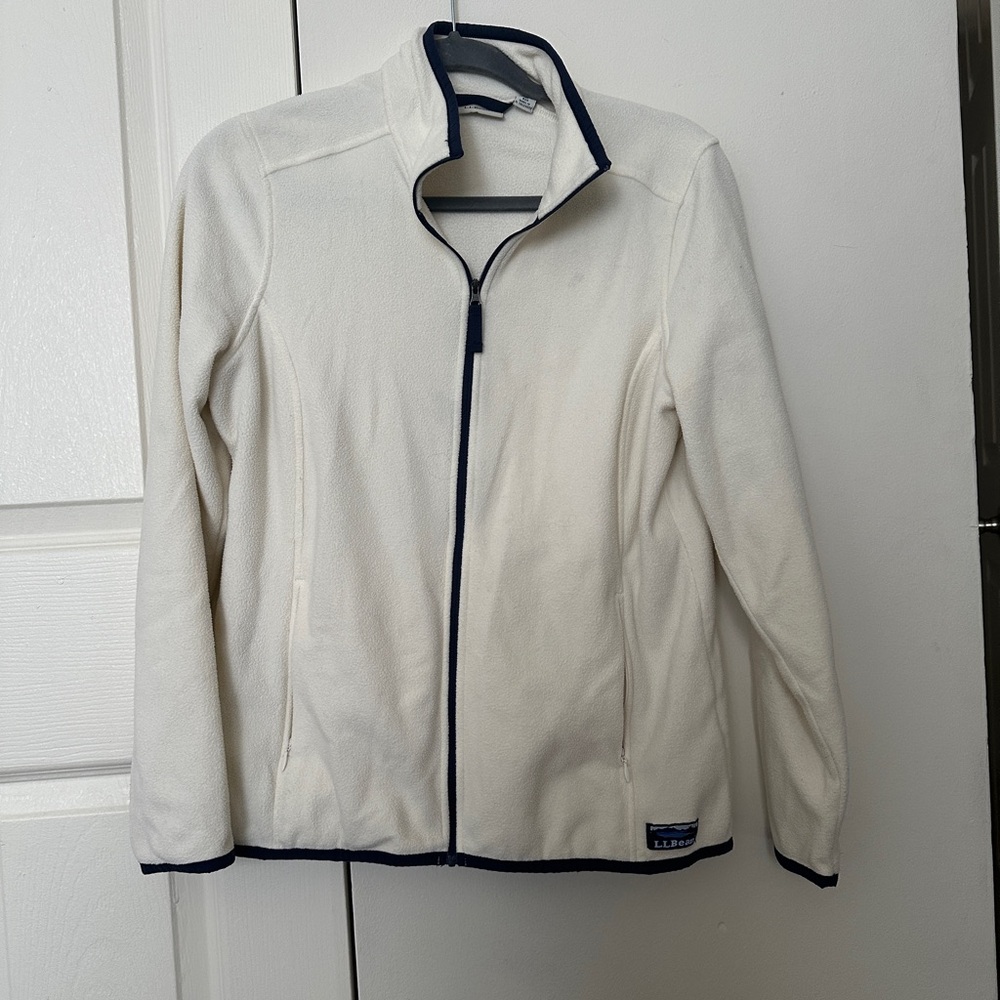 Vintage L.L Bean White Fleece Zip-Up Jacket